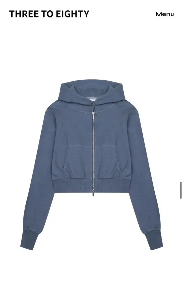 쓰리투에이티)WASHED CROPPED ZIP HOODIE (NAVY)